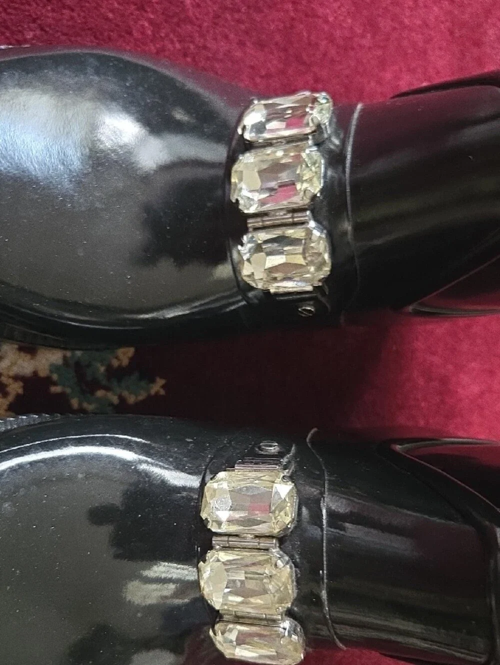 Michael Kors Black Patent Rain Boots with Clear Gem Accents